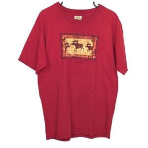 Vintage Eco Mountain Men's Large‎ Red Yellowstone Short Sleeve Graphic Tee Shirt